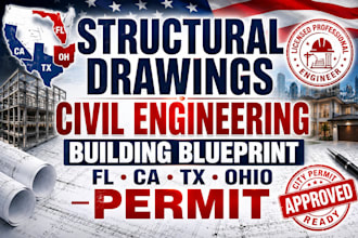 structural drawings civil engineering building blueprint fl ca tx ohio permit