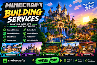 build amazing minecraft builds, houses, maps and structures