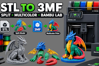 convert and split stl models to 3mf for bambu lab 3d printing