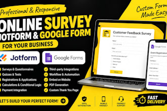 create professional jotform, goggle form and online suvery forms