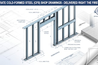 structural drafting, cold formed steel cfs light gauge shop drawings