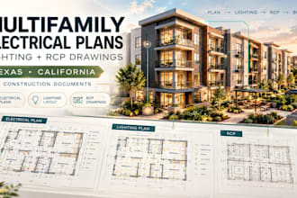 texas california multifamily electrical lighting rcp plans permit construction