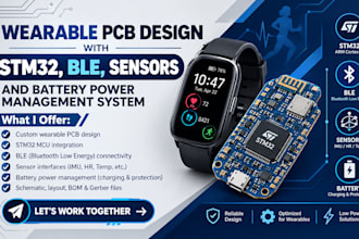 wearable pcb design with stm32, ble, sensors and battery power management system