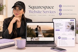 design squarespace wedding website, squarespace landing page, bug fixing