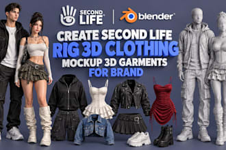 create second life rig 3d clothing mockup 3d garments for brand