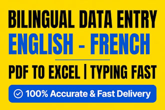 do bilingual data entry english french excel pdf typing fast