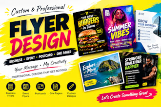 do exceptional flyer design, one pager, postcard, event and business flyer