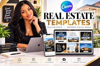 create canva real estate templates realtor posts property and social mediapost