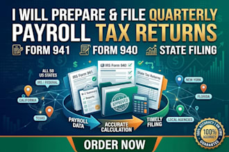 prepare and file quarterly form 941 form 940 payroll tax return and state filing