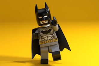 design 3d lego minifigure, 3d printable lego model, 3d toy custom logo animation