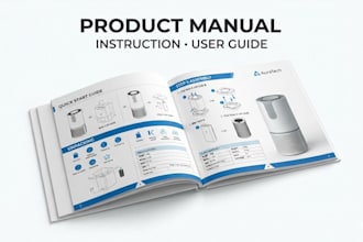 create product manual, instruction manual, user guide and step by step manual