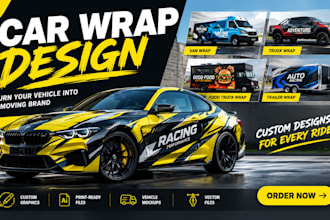 design car wrap, vehicle wrap, van wrap and truck wrap graphics