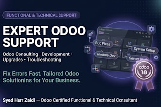 provide monthly odoo functional and technical support