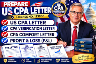 prepare US CPA letter CPA verification letter CPA comfort letter profit and loss