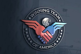 design modern eagle, patriotic seal, handshake, and crest logo