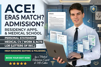 edit your eras residency personal statement, medical CV, and lor in 12hrs