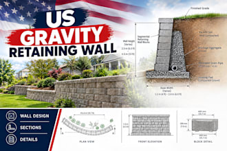 design US segmental and gravity retaining wall plan