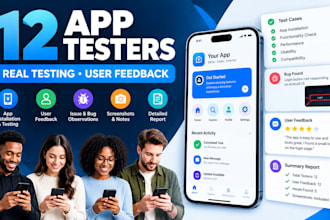 provide 12 testers 14 tester for app testing 20 tester and user feedback