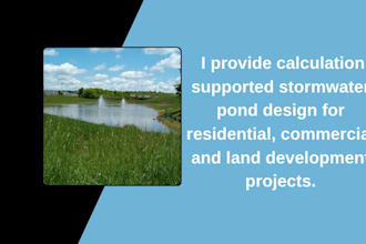 design detention and retention ponds roof drainage layouts, hydraulics report