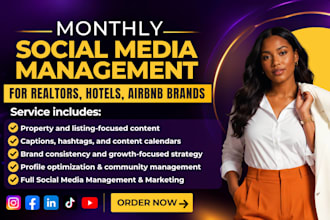 do monthly social media marketing for realtor hotels and airbnb brands