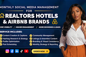 do monthly social media marketing for realtor hotels and airbnb brands