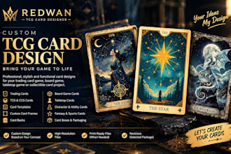 design custom tarot, uno card, oracle card deck illustration with box packaging