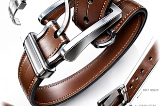 create 3d cad model for belt, belt buckle design, cad details and 3d rendering