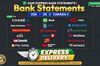 do bank statement of any usa, uk bank