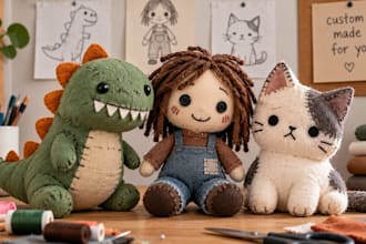 custom handcrafted animal plush toy personalized stuffed animal crochet kawaii