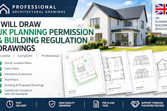 draw UK planning permission and building regulation drawings
