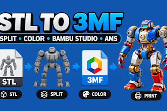 convert stl to 3mf, split and color models for bambu studio ams