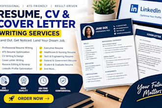 write an ats resume, professional CV, cover letter and optimize linkedin profile