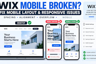 fix wix mobile layout problems, responsive design, spacing and alignment issues