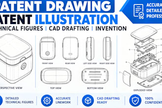 patent drawing patent illustration technical figures cad drafting invention