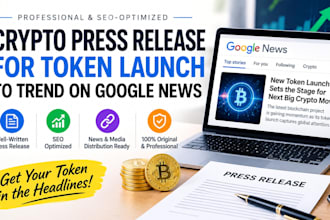 write crypto press release for token launch to trend on google news