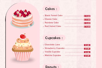 design aesthetic bakery menu, cafe menu and menu design