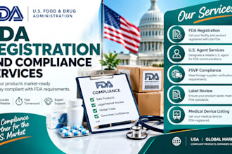 handle fda registration, US agent, fsvp, label review and medical device listing
