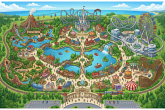create water park map illustrated park map attraction map amusement vector map