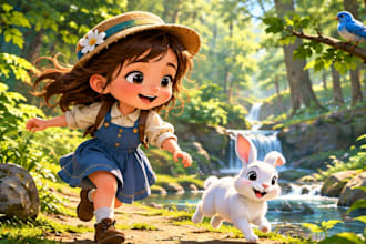 whimsical children story book illustration