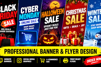 design cyber monday flyer halloween black friday christmas winter banner flyer
