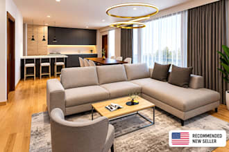 3d interior design and realistic rendering for living room, bedroom and office