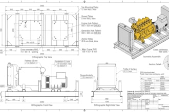 do technical 2d drawing, line drawing, manufacturing ready