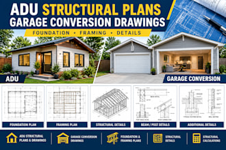 design adu structural plans and garage conversion drawings