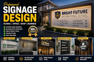 design professional business signage with 3d mockups