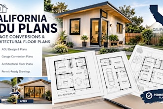 design california adu plans, garage conversions, and architectural floor plans