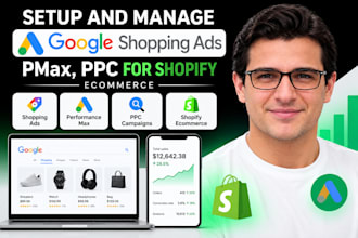 setup and manage google shopping ads, pmax, PPC for shopify ecommerce