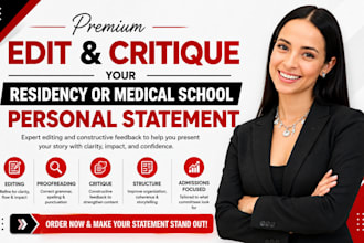 edit and critique your residency or medical school personal statement