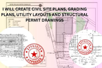 civil site plans, grading plans, utility layouts and structural permit drawings