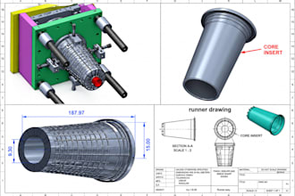 create modification plastic part mold cad, dfm, injection mold with optimization