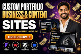 build a portfolio, blog, business website on framer, wix, wordpress, webflow